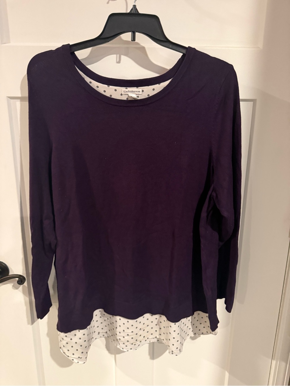 croft & barrow Navy Purple Layered-Look Crewneck Sweater